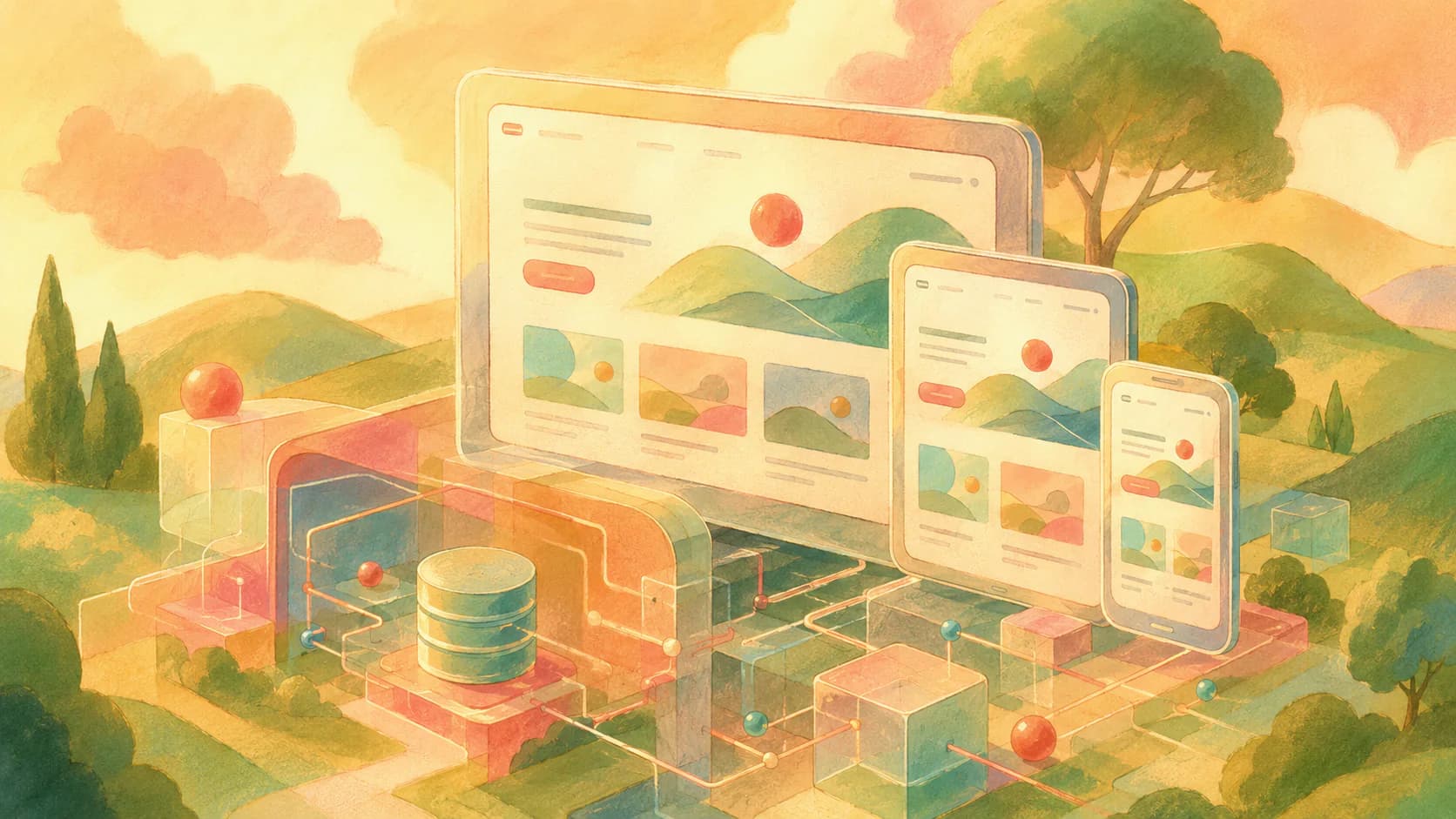 A responsive web experience working consistently across desktop, tablet, and mobile with connected data